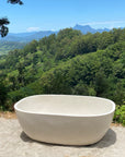 Oval Concrete Terrazzo Stone Bath 1800x1150x600mm - Sandy White