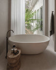 Oval Concrete Terrazzo Stone Bath 1750x900x550mm - Sandy White