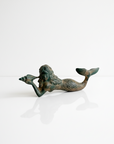 Small Aged Brass Mermaid Laying
