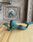 Small Moss Brass Mermaid Laying