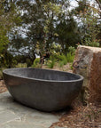 Oval Concrete Terrazzo Stone Bath 1750x900x550mm - Mid Grey
