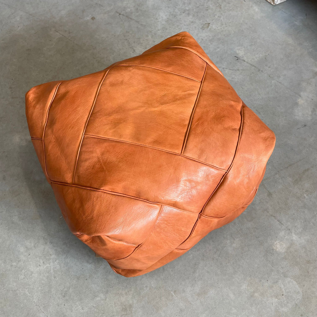 Square Braid Moroccan Leather Ottoman Footstool