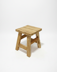 Square Workers Rustic Teak Stool 45cm