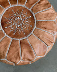 Tan Moroccan Leather Pouffe Cover