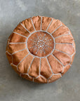 Tan Moroccan Leather Pouffe Cover