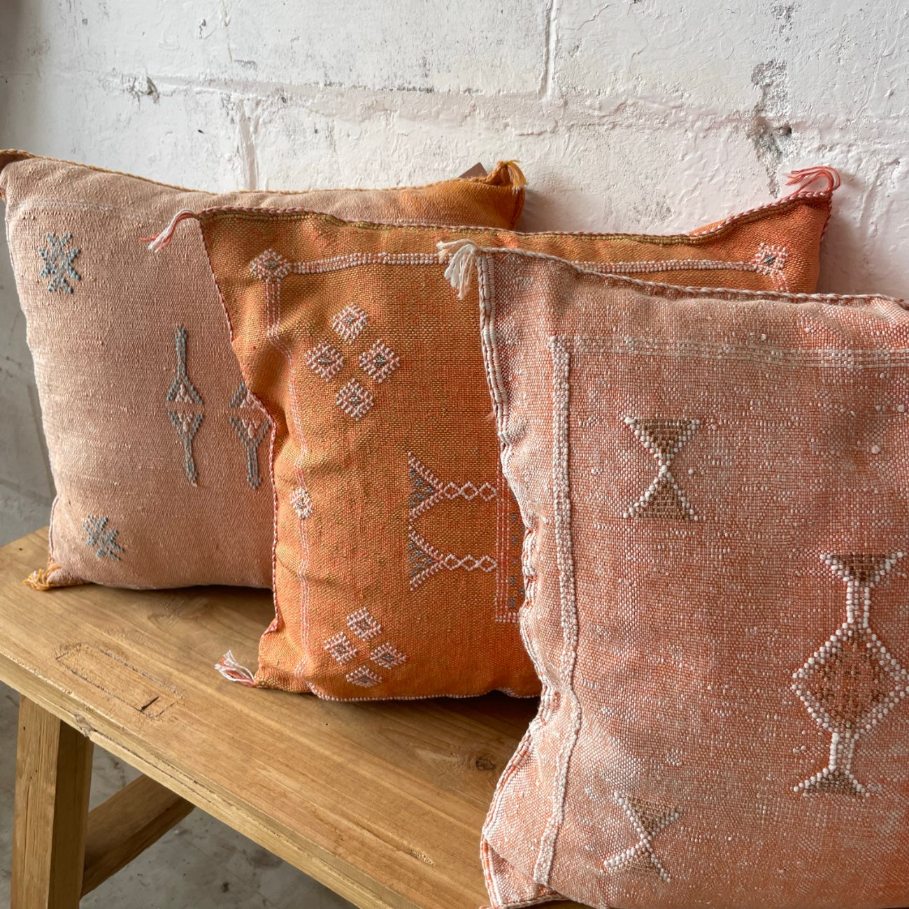 Moroccan Cactus Silk Square Cushion Cover - Tangerine