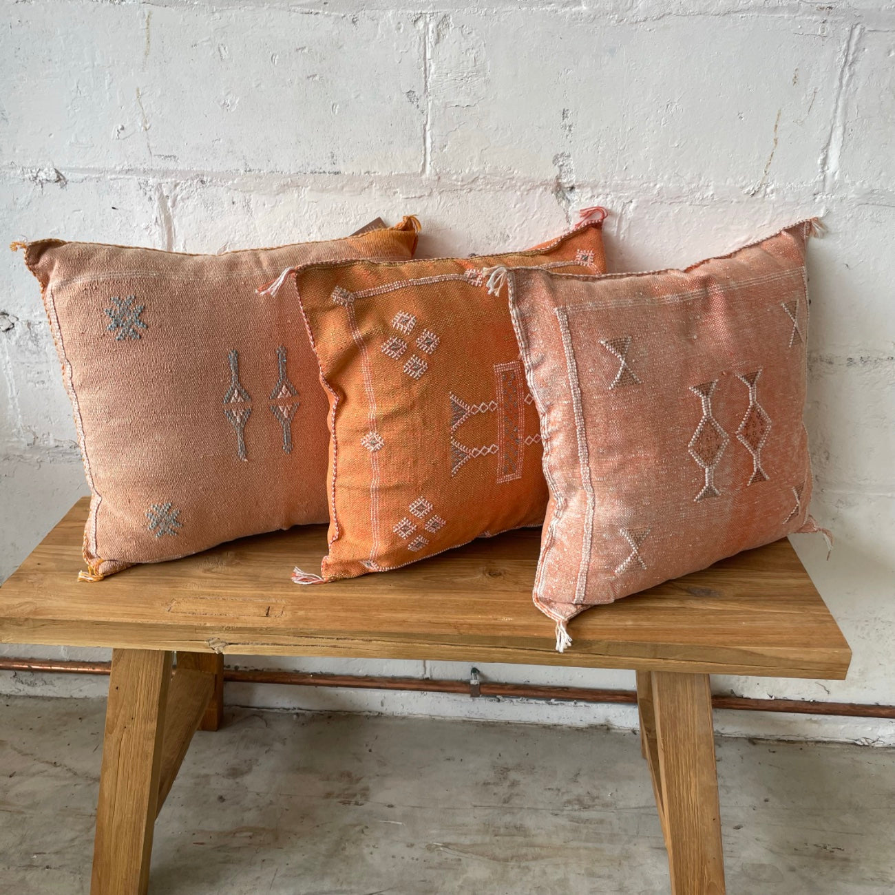 Moroccan Cactus Silk Square Cushion Cover - Tangerine