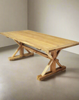 Teak Timber Cross Leg Dining Table 2m x 1m