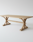 Teak Timber Curved Cross Leg Dining Table 2m x 1m