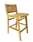 Villa Woven Teak Counter Stool with Back - Set of 4