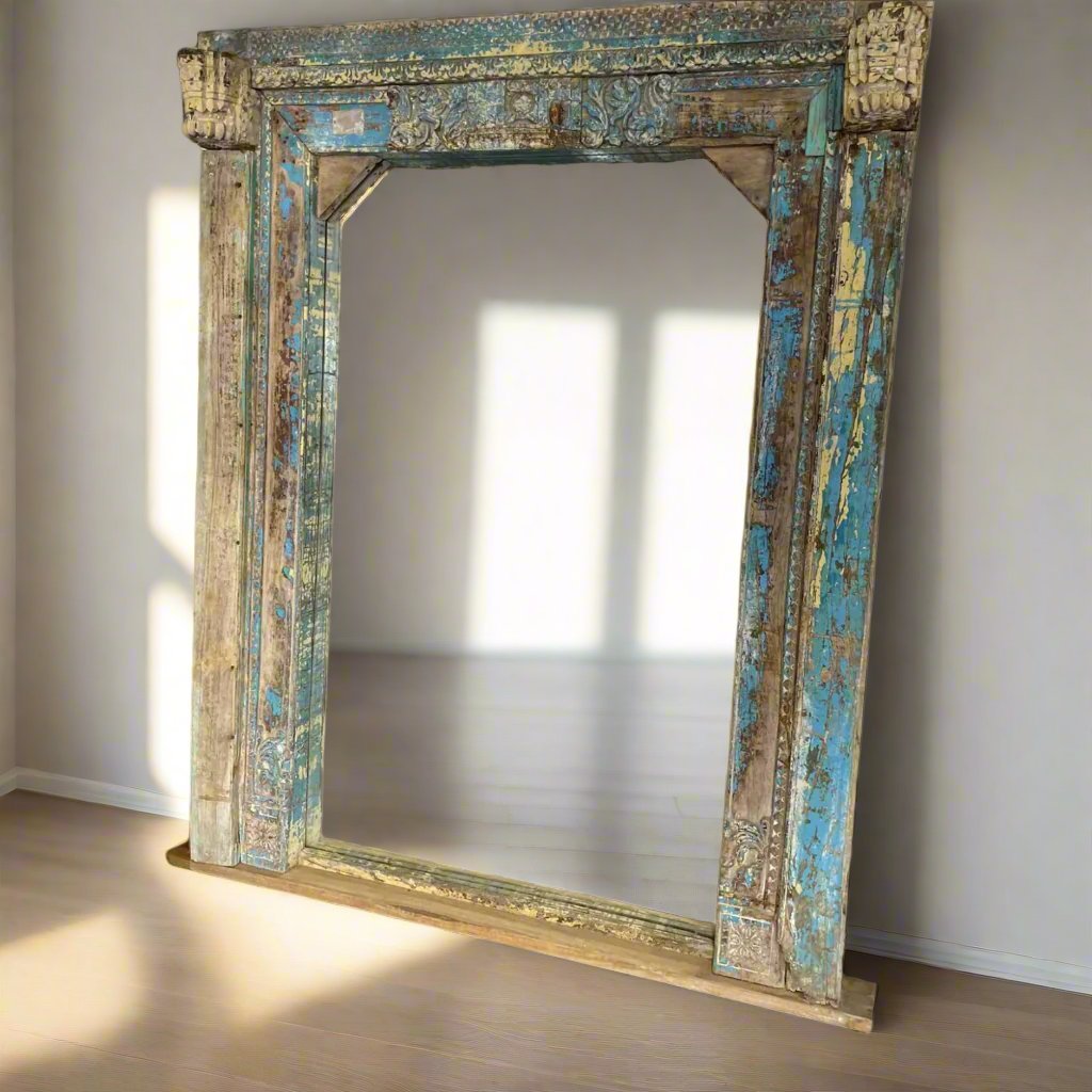 Vintage Indian Timber Carved Mirror