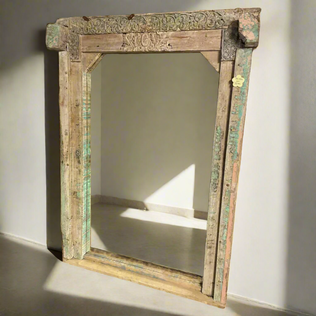 Vintage Indian Timber Carved Mirror