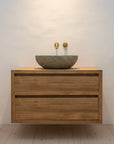 Wall Hung Teak 2 Drawer Vanity - 90cm Length | Made to Order