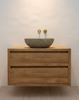 Wall Hung Teak 2 Drawer Vanity - 90cm Length | Made to Order