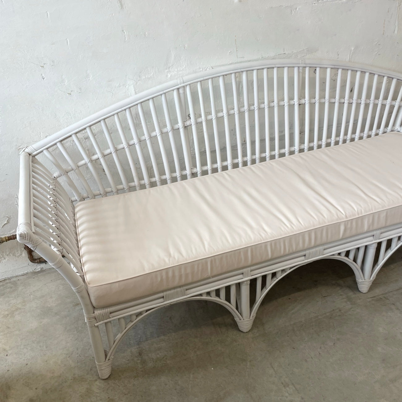 White Bangalow Split Cane 3 Seater Lounge