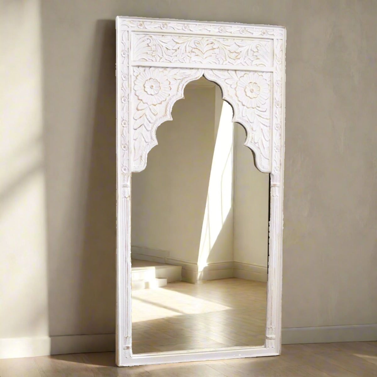 White Indian Arch Mirror 100x200cm