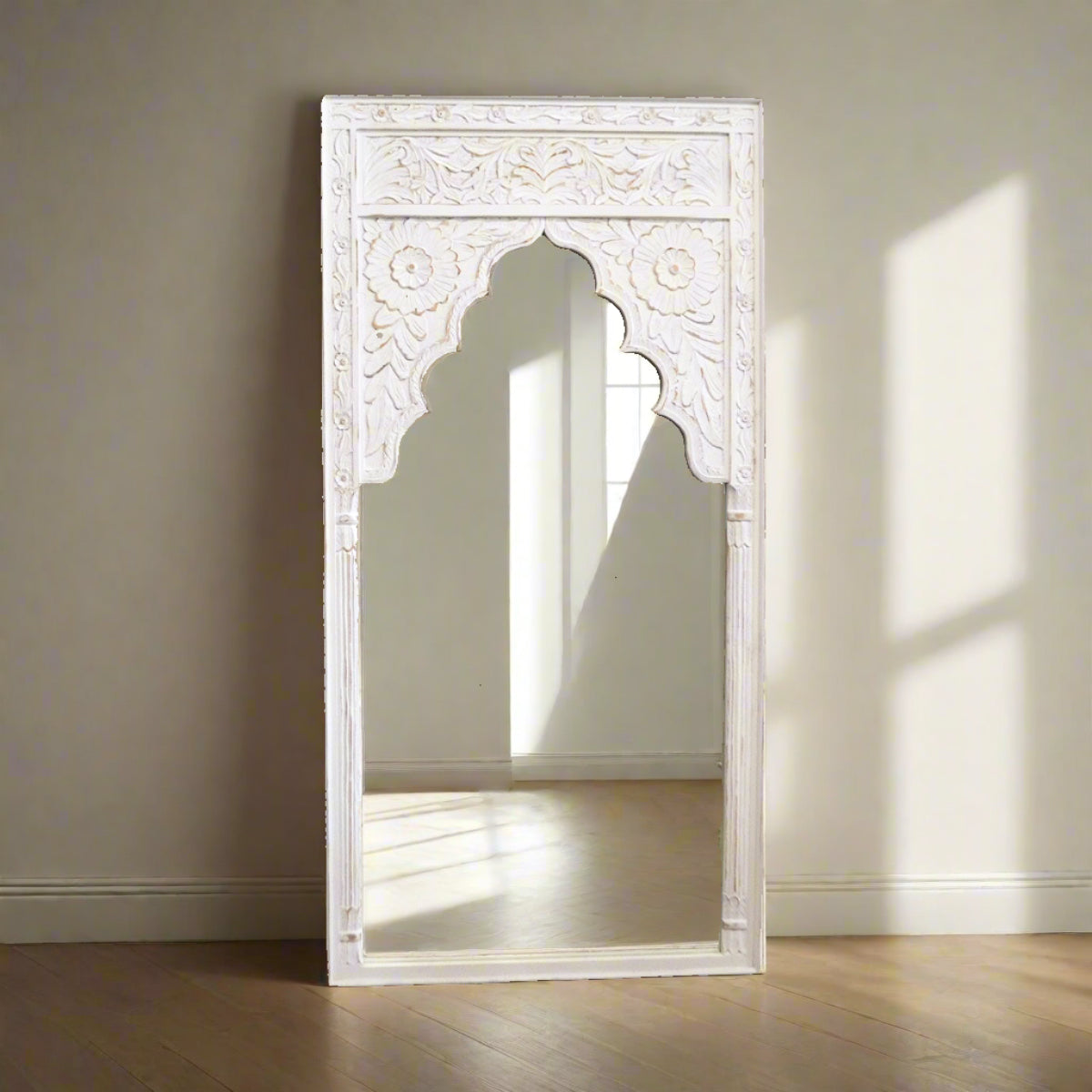 White Indian Arch Mirror 100x200cm