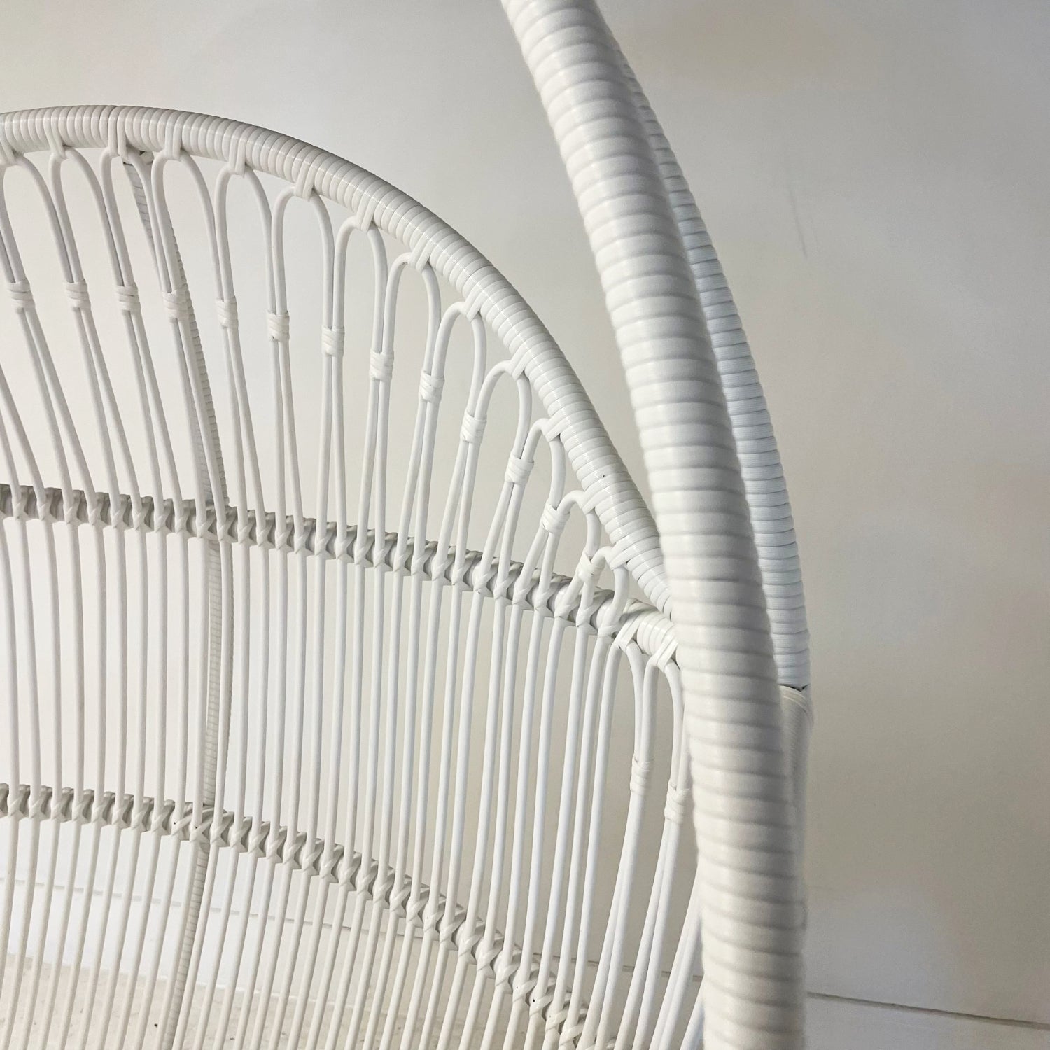 White Synthetic Round Single Cane Hanging Chair