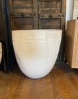 White Tribal Carved Palm Pots 02