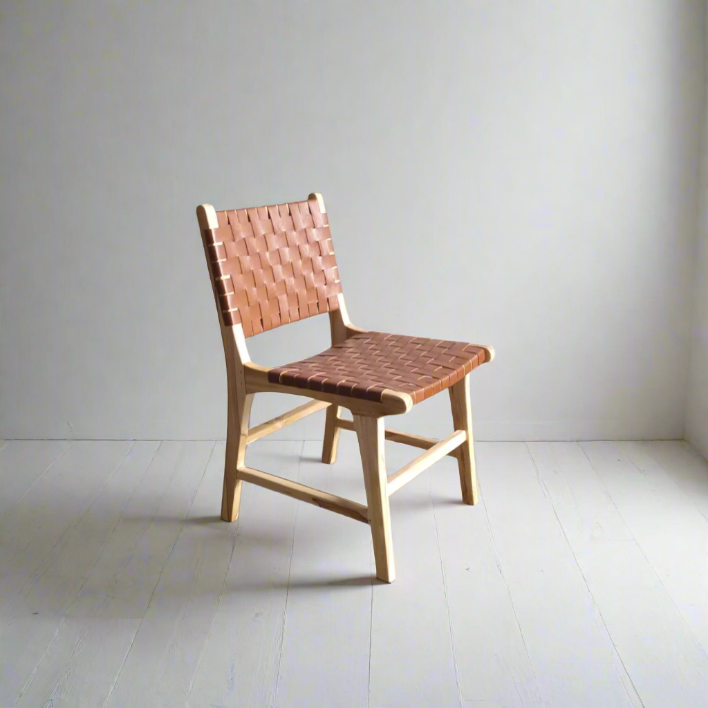 Woven Leather + Teak Dining Chair – Paradise Living Co.