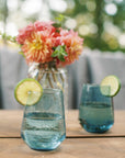 Handblown Hammered Glass Water Tumbler - Set of 2: Blush