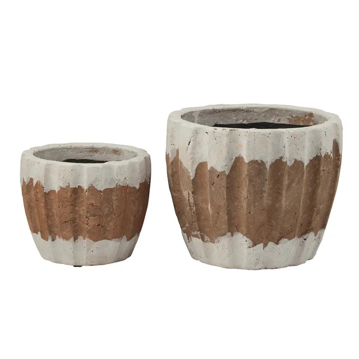 Small Ernest Ceramic Pot 22x18cm Nat/White