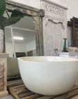 Round Concrete Terrazzo Stone Bath 1200mm - Sandy White