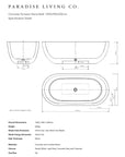Oval Concrete Terrazzo Stone Bath 1500x900x550mm - Dark Grey
