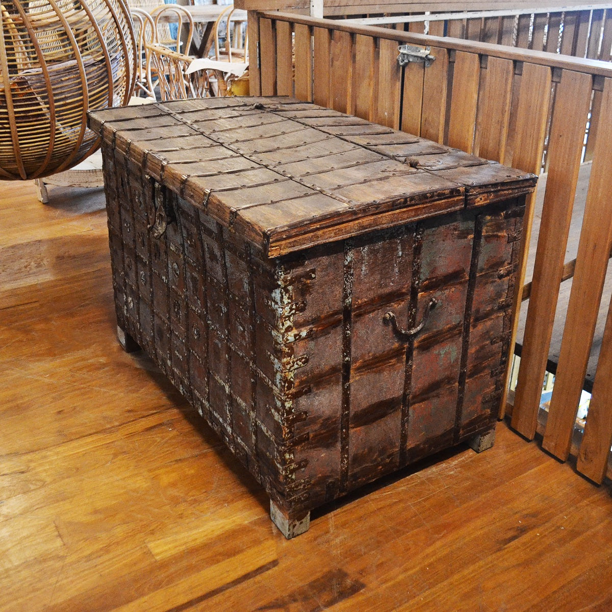 Antique Detailed Indian Pitara Box/ Trunk