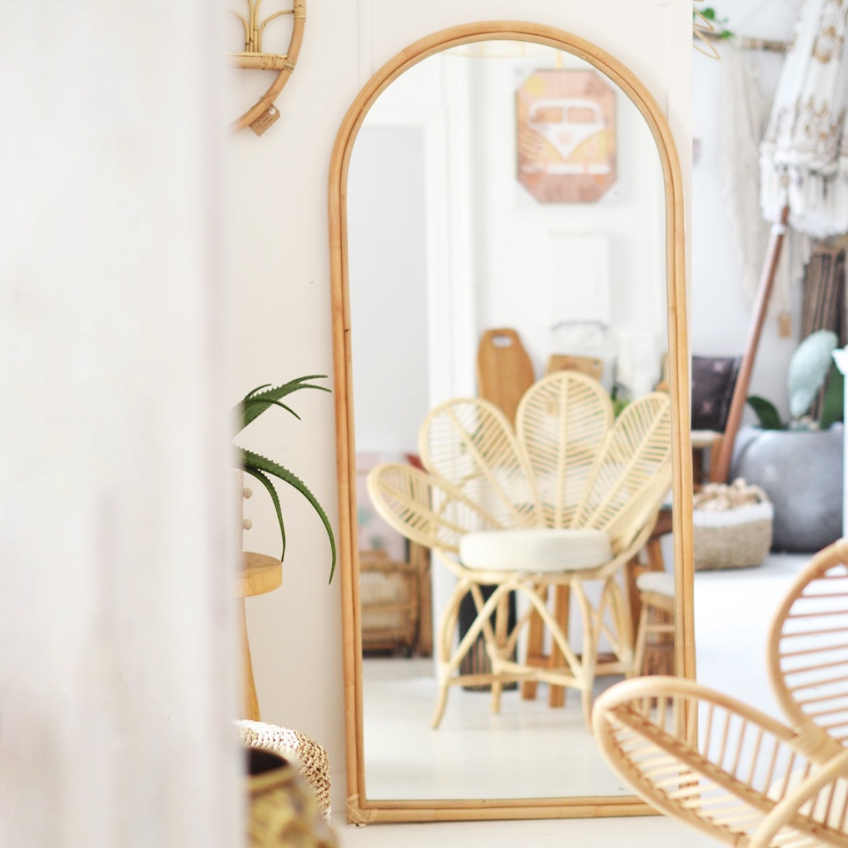Arch Rattan Mirror 80x180cm