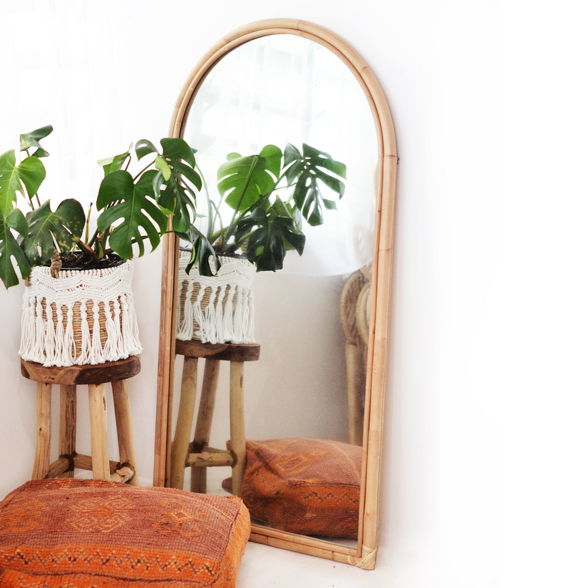 Arch Rattan Mirror 80x150cm