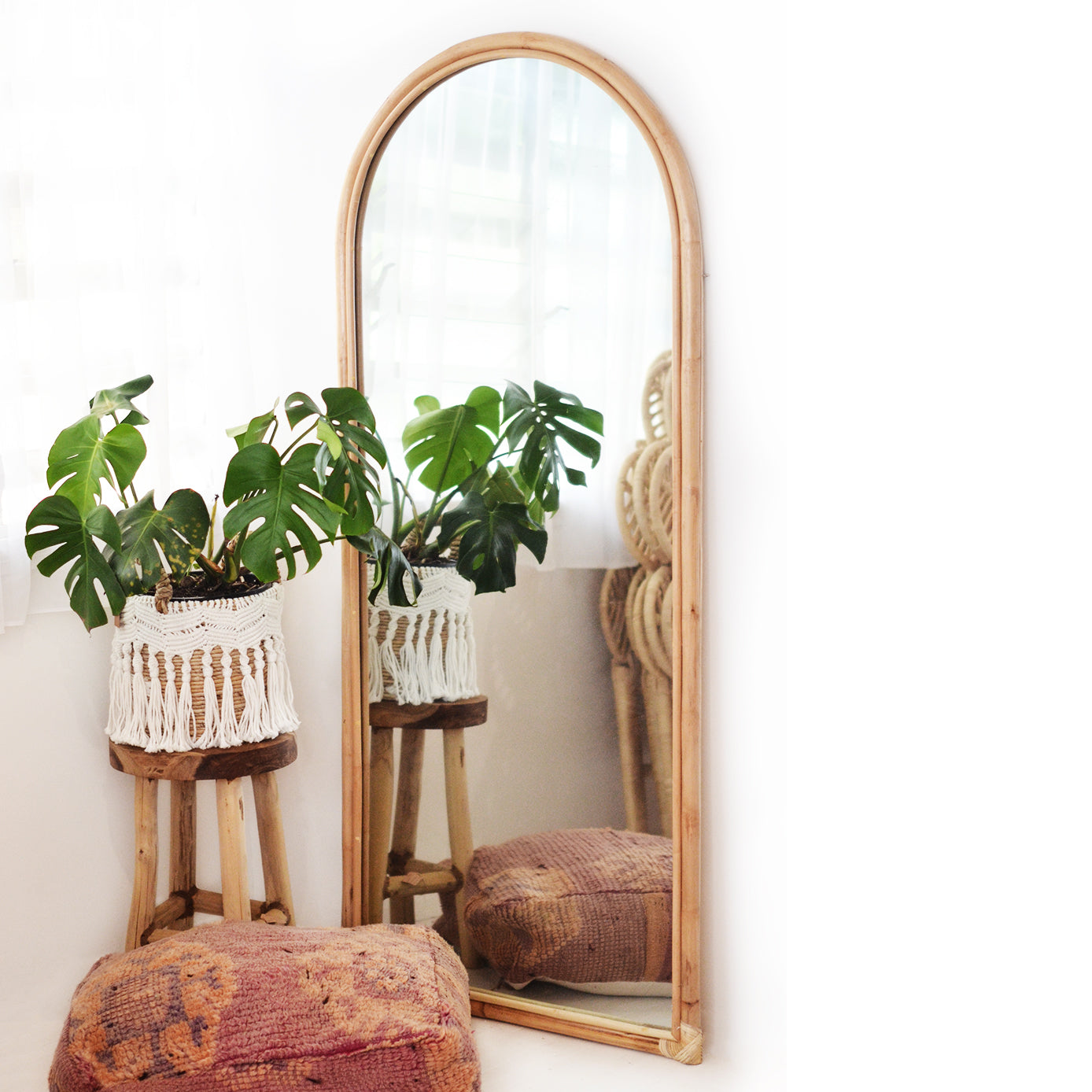 Arch Rattan Mirror 80x180cm