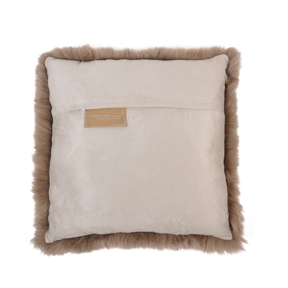 Beige Wool Sheepskin Square Cushion Cover 50cm - Microsuede