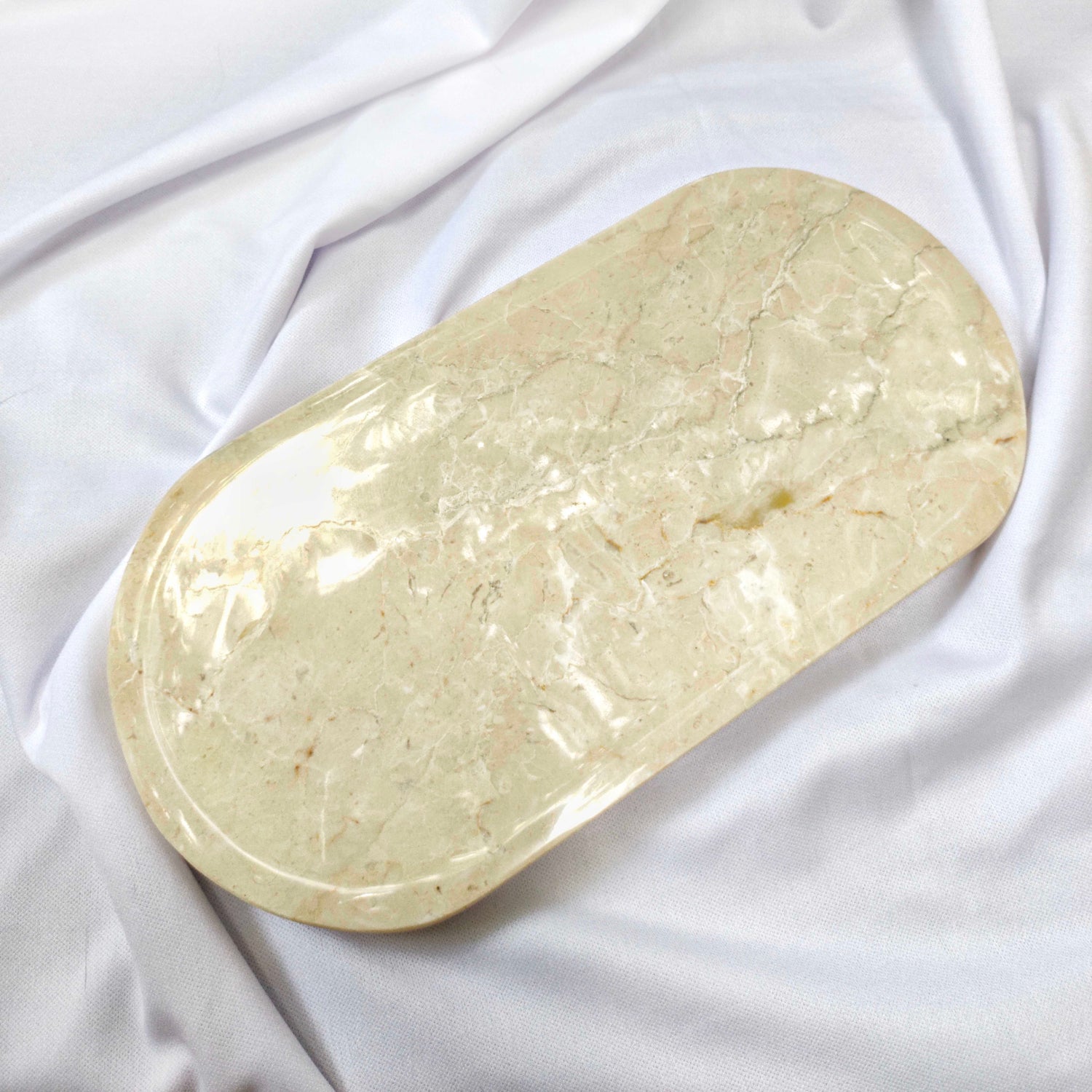 Beige Marble Stone Oval Dish