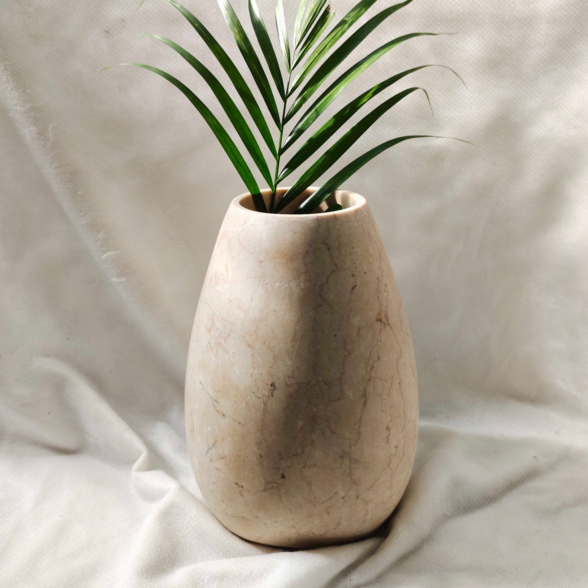 Beige Marble Stone Organic Vase 24x15cm Paradise Living Co.