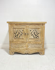 Belang White Wash Carved Teak Vanity - 90cm Length