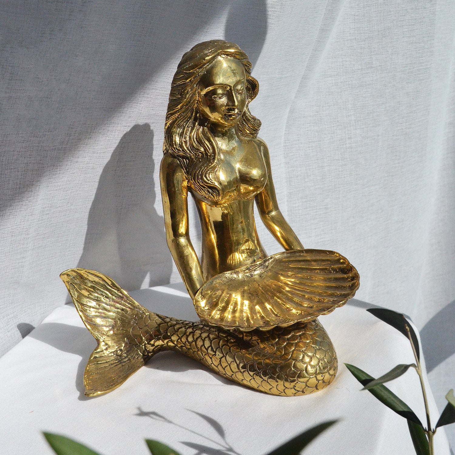 Brass Sitting Mermaid Dish
