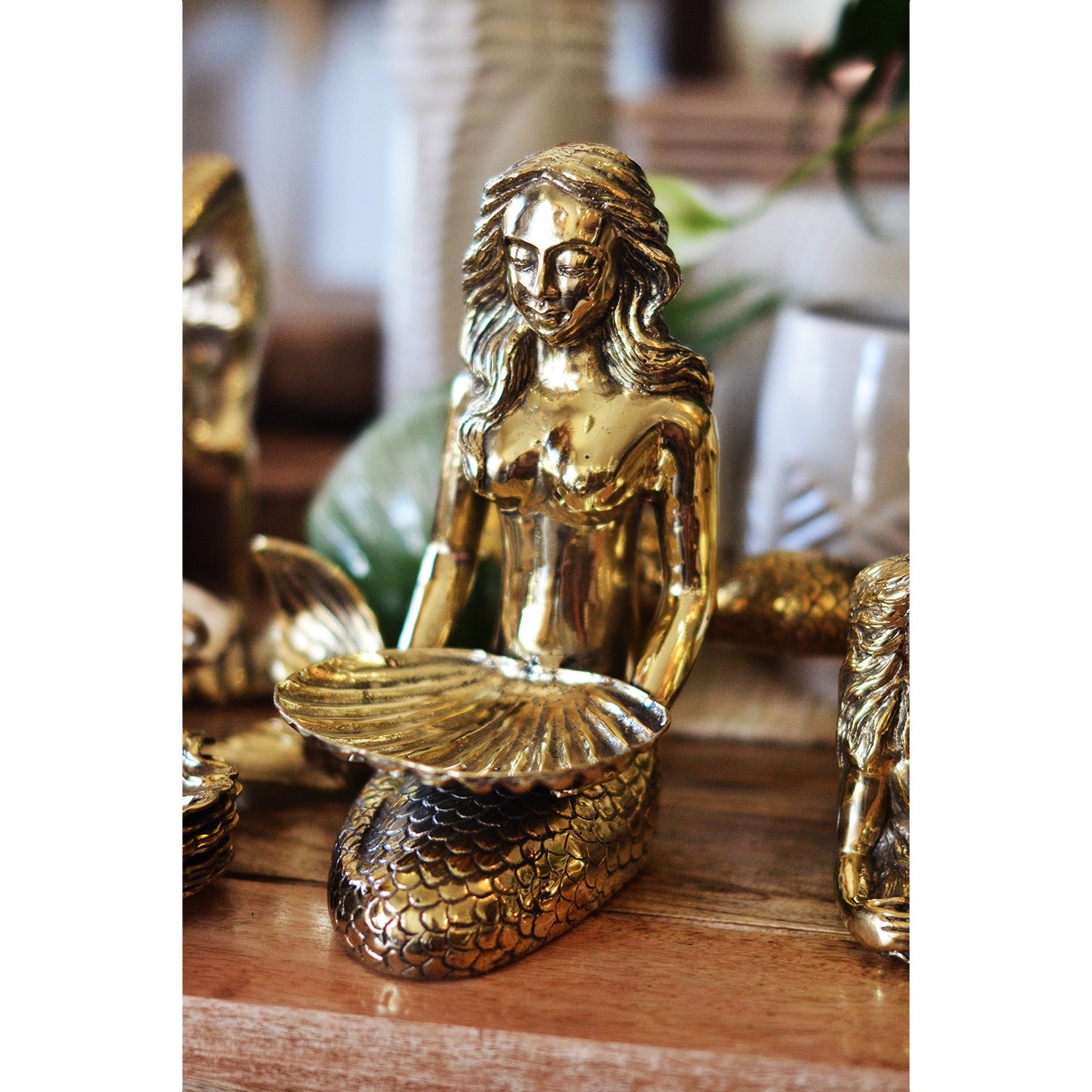 Brass Sitting Mermaid Dish