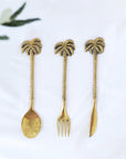 Brass Tropical Palm Dessert Fork