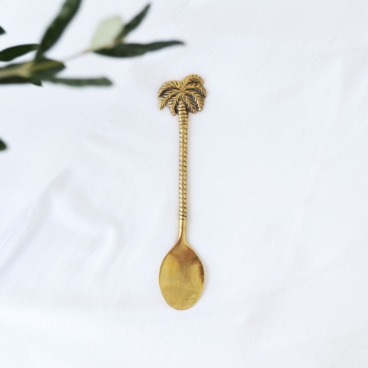 Brass Tropical Palm Dessert Spoon