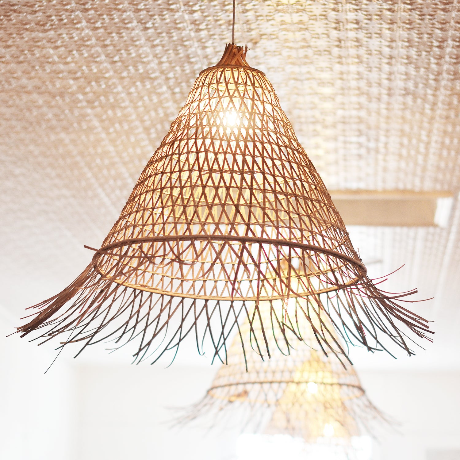 Large Cabana Woven Rattan Pendant