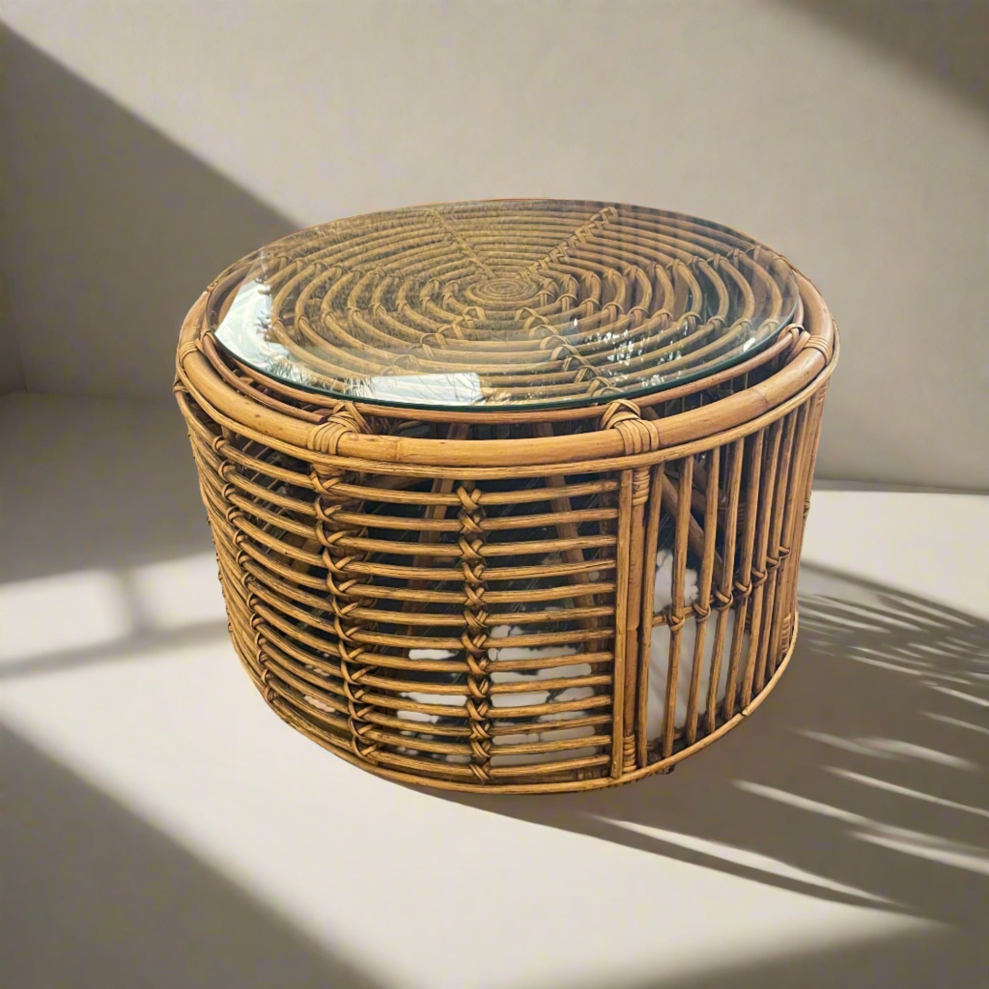 Caramel Lennox Round Rattan Coffee Table