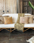 Caramel Pretzel Rattan 3 Seater Lounge - Cream Cushion