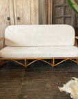 Caramel Pretzel Rattan 3 Seater Lounge - Cream Cushion