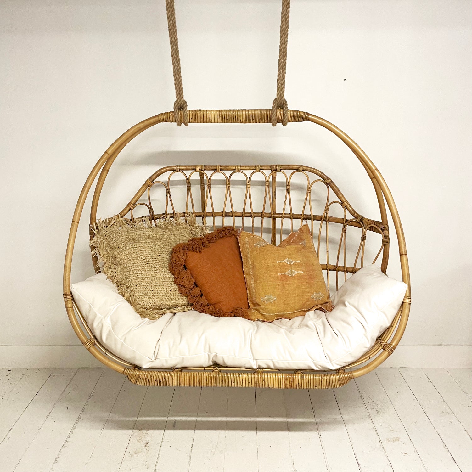 Caramel Round Double Cane Hanging Chair | Made To Order