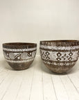 Tribal Carved Palm Pots Assorted Sizes - Natural
