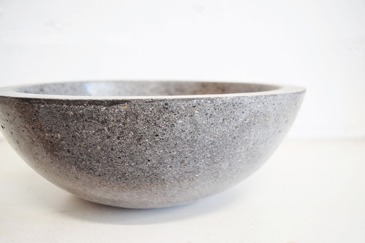 Round Concrete Terrazzo Stone Basin - Mid Grey