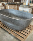Oval Concrete Terrazzo Stone Bath 1800x1150x600mm - Mid Grey