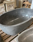 Oval Concrete Terrazzo Stone Bath 1500x900x550mm - Mid Grey
