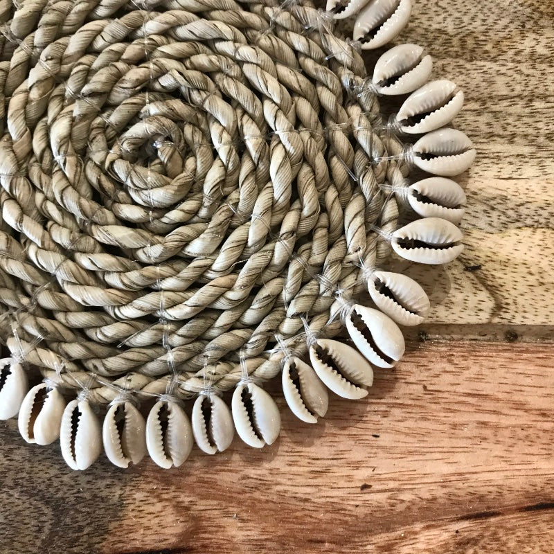 Natural Woven &amp; Cowrie Shell Coasters